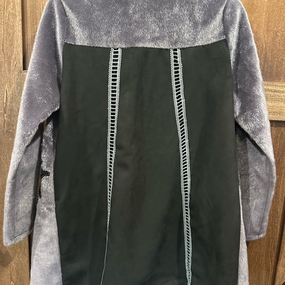 Adore Gray and Black Teddy Jacket with Lace Details - Picture 4 of 4